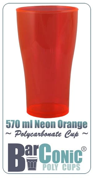 Deals ❤️ Bars BarConic 570ml Polycarbonate Neon Orange Cup 🔔 - Image 2