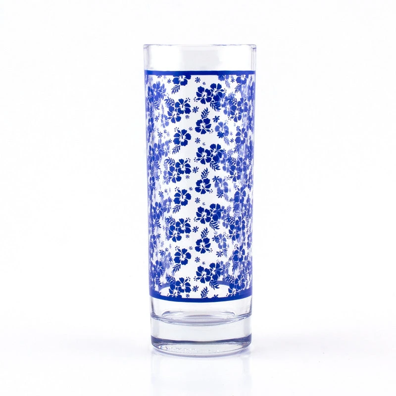 Brand new ✨ Bars BarConic® Blue Hibiscus Pattern Highball Glass - 9.5 Oz 🔥