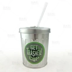 Outlet 🧨 Bars Metal Trash Can Drinking Cup W/ Straw And Lid - 30oz ❤️