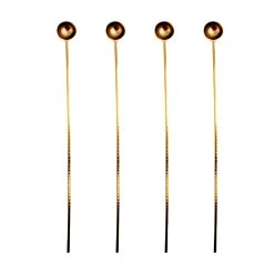 Discount ✔️ Bars 4 Pack - Long Gold Harper Stir Spoons ⌛