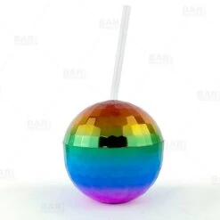 Top 10 ✨ Bars Plastic Rainbow Disco Ball Drinking Cup W/ Straw And Lid - 12 Oz ⌛