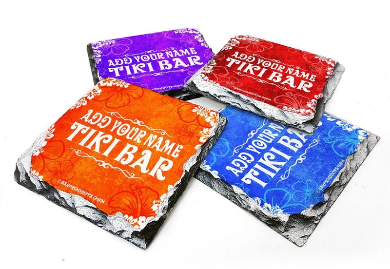 Hot Sale ๐ฏ Bars Tiki Themed CUSTOMIZABLE Rock Slate Coasters โจ