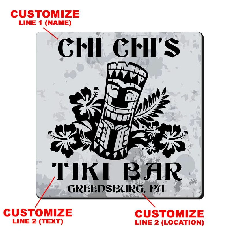 Cheap 😉 Bars CUSTOMIZABLE Coaster -Tiki Design - 3.5in Square Foam ✔️ - Image 2