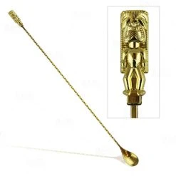 Promo ⭐ Bars Bar Spoon - Tiki Butt Ku - Gold Plated - 40cm 👍