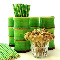 Best Sale 👍 Bars Green Bamboo Tiki Mug Drinkware Set 👏